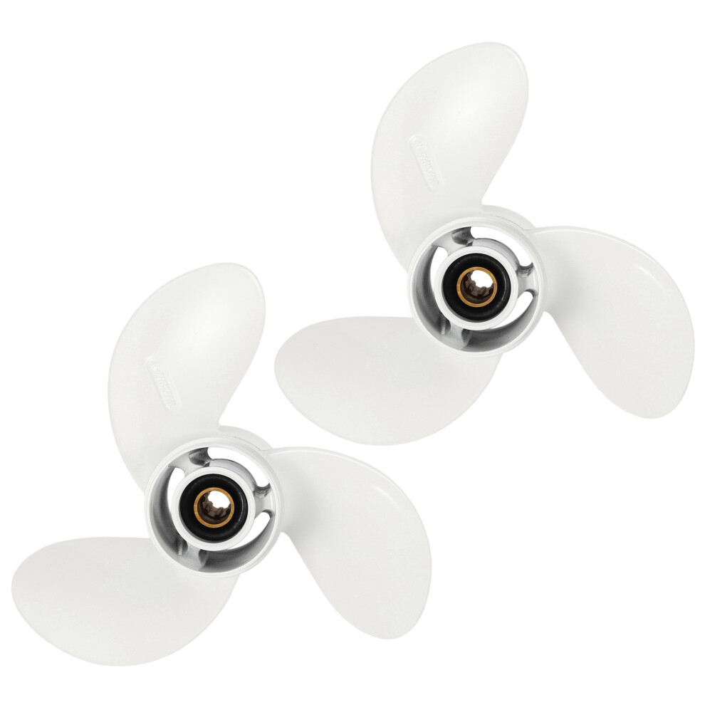 2X 6G1-45941-00-El For 6-8Hp 8 1/2 X 8 1/2 Boat Outboard Propeller Aluminum Alloy 7 Spline Tooths White 6031427200951