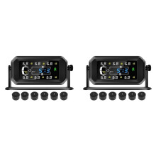 2X RV Truck TPMS 6 Wheels Sensor Solar Tire Pressure Monitoring System Temperature Clock Air Pressure Display Alarm A