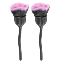 2X Pinceau à Poussière à Ongles Rose Rose Pinceau Pinceau à Récurer pour Pinceaux Nail Art (Noir)