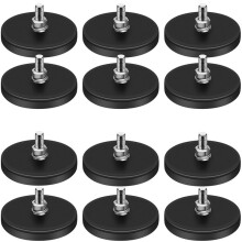 Rubber Coated Magnets,22LBS Neodymium Magnet Base with M6 Threaded Magnet with Bolts and Nuts,Strong Magnets Hold 12PCS