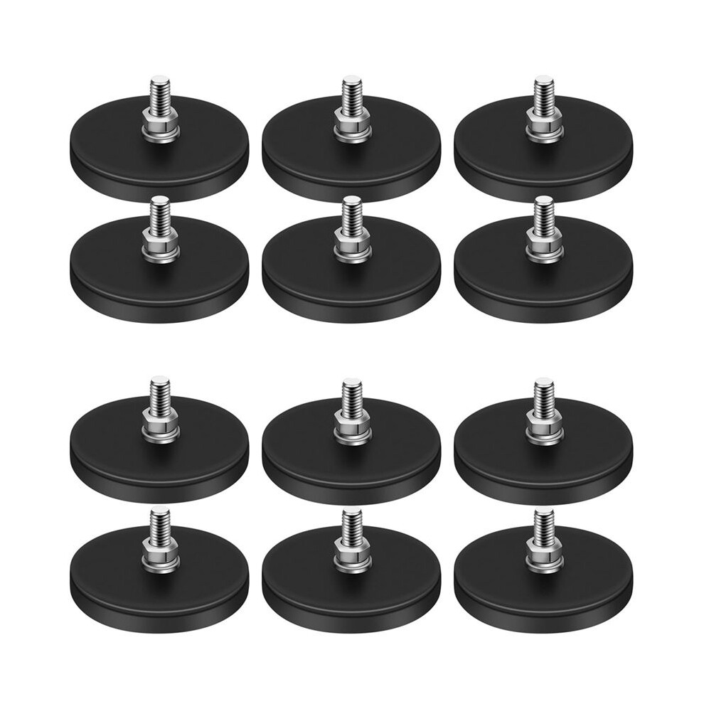 Rubber Coated Magnets,22Lbs Neodymium Magnet Base With M6 Threaded Magnet With Bolts And Nuts,Strong Magnets Hold 12Pcs 6033968113738