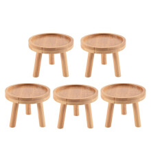 5X Holz Pflanzenständer Blumentopf Basis Halter Hocker Hoher Hocker Balkon Sukkulente Runde Blumenregal für Indoor Outdoor