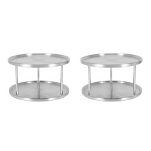 2X Spice Rack Stainless Steel Organizer Tray 360 Degree Turntable Rotating 2 Stand