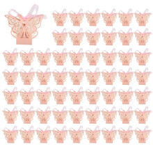 200 Stück Schmetterling Hochzeit Bevorzugung Kasten Geburtstag Party Geschenke Süßigkeit Kästen (Rosa)