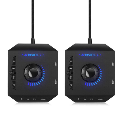 2X Phoinikas T10 Multi- USB Hub Audio Adapter External Stereo Card Black