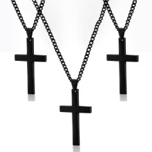 3X Vintage Pendant Necklace Stainless Steel Black Chain Pendant Necklace Men Necklace