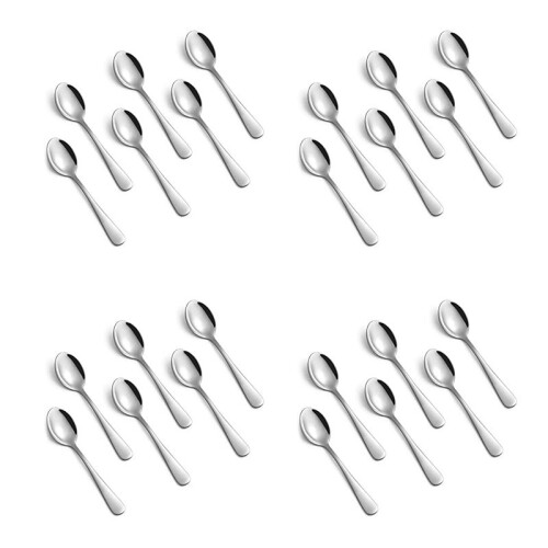 24 Peças de Colher de Café Expresso,  Colher de Café de Aço Inoxidável de 4,7 Polegadas, Colher de Sobremesa