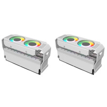 2X PC Case RAM Memory Module ARGB Cooler DDR3 to DDR5 5V 3Pin PWM 4Pin Light Sync 120mm Dual Fans Cooling Radiator White