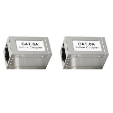 2X RJ45 Hona Till Hona CAT6A Skärmad Koppling Inline Ethernet-Koppling Ethernet-Förlängningsadapter Ethernet-Kabel