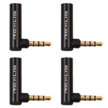 REXLIS 4PC 3.5mm Male to Female 90 Degree Right Angled Adapter Audio Microphone Jack Stereo Plug Connector