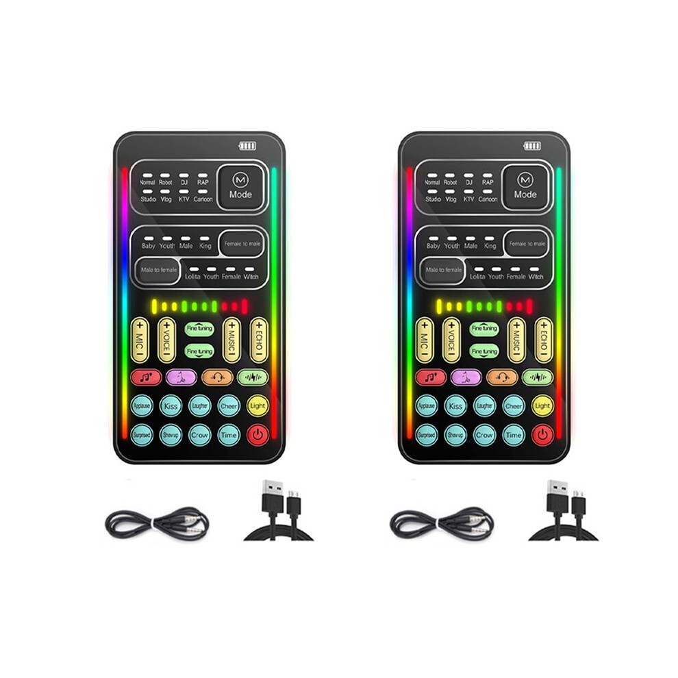 2X I9 Voice Changer Multiple Audio Effect Live Sound Cards Ultra-Thin Live Sound Card Mic Voice Changer 6033689647505