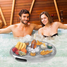 Floating Drink Holder for Hot Tub and Pool, Stable Floating Design, Easy Clean Surface, Grey Tray