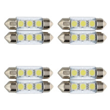 8X C5W 3 LED SMD 5050 36mm Xenon White Bulb Plate Shuttle Festoons Dome Ceiling Lamp Car Light