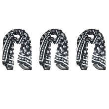 3X Schwarz+Weiss Chiffon Seide Schaedel Druck Art und Weise Langer Schal Verpackung Fuer Damen + Schluesselring