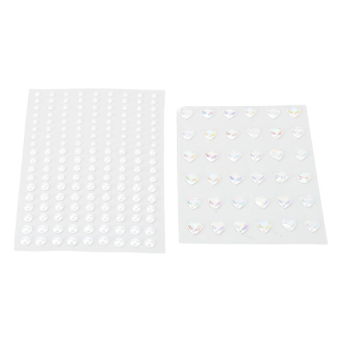 2 Sheets Self-Adhesive Pearl Heart Rhinestones 1
