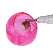 Mini Nail Art Drill Head Dual Brush Dust Cleaning Case Box Pink 5cm