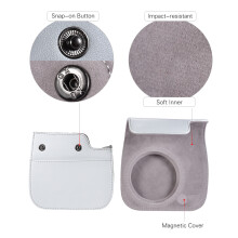 PU Camera Case with Strap for Fujifilm Instax Mini 9/8/8+/8s Smokey White