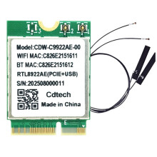 Tarjeta de Red Inalámbrica RTL8922AE WiFi7 de Triple Banda, 2,4 G/5 G/6 G, 6338 Mbps, 5.4 M.2 para Windows 10/11
