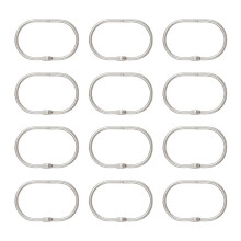 12 Stück Offene Duschvorhang-Hakenringe, Oval, zum Aufhängen für Stangenhaken, Metall, Badezimmer, Silber