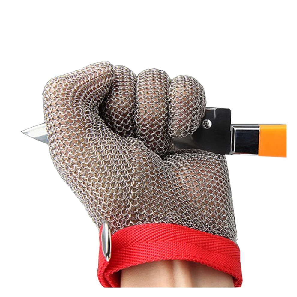 Cut Resistant Gloves 304L Stainless Steel Mesh, Food Grade Safety Glove With Adjustable Wrist Clasp, XâSmall 9Pcs 9092120008814
