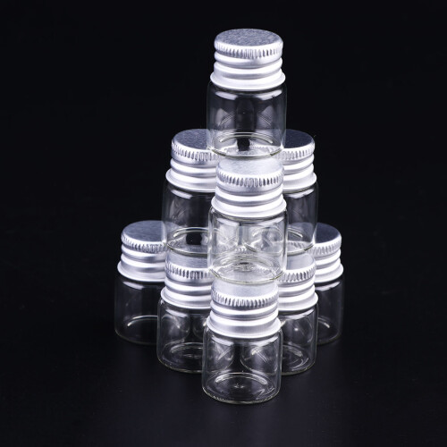 25Stk 5Ml Glasflaschen Mit Aluminiumverschluss Transparent 1