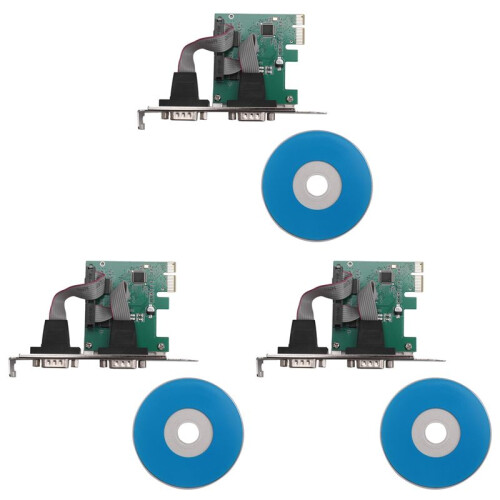 3X PCI-E PCI EXpress Dual Serial DB9 RS232 2  Controller Adapter Card Green