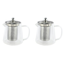 2X 5 Tailles Bonne Theiere En Verre Clair Borosilicate avec 304 En Acier Inoxydable Infuseur Passoire Chaleur Cafe the Pot Outil Bouilloire Set 380 Ml