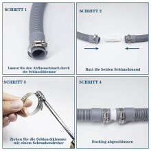 3X Rallonge de Tuyau de Vidange pour Machines à Laver, Tuyau de Vidange 2M Tuyau Universel pour Machine à Laver, Tuyau de Vidange Rallonge pour