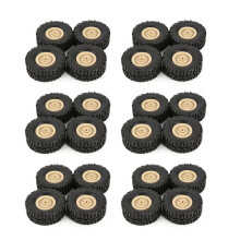 24Pcs Rubber Wheel Rim Tire Tyre for RC 1/16 Climbing Crawler Car WPL B-1/B-24/C-14/C-24/B-16 Truck Model Spare,Yellow