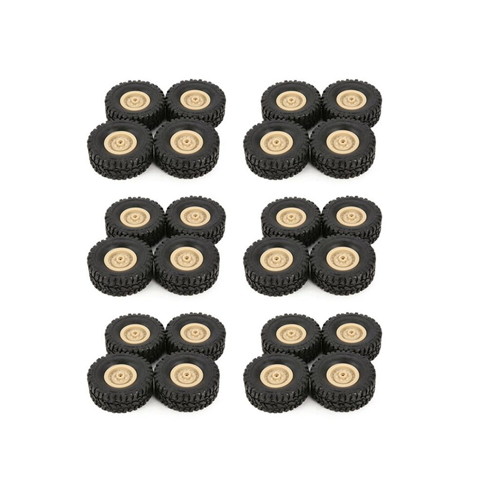 24Pcs Rubber Wheel Rim Tire Tyre For Rc 1/16 Climbing Crawler Car Wpl B-1/B-24/C-14/C-24/B-16 Truck Model Spare, Yellow 6032238783442