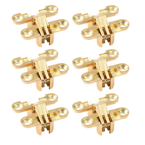 Worgeous  6 Pcs Folding Hinges Desktop Bracket Concealed Cabinet Gold 1
