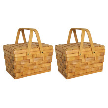 2X Frankreich Stil Picknick Korb Brot Körbe Wandern Aufbewahrungs Box Kuchen Tisch Dekorieren Lebensmittel Fotografie Hand Holz Farbe