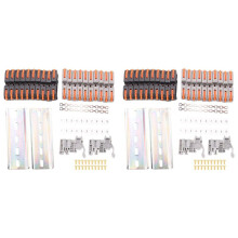 2X DIN Rail Terminal Blocks Kit, with Universal Compact Connectors, Connection Bar, Strip, Screws, 28-12 AWG