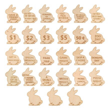 Kids Easter Egg Fillers- Wooden Easter Reward Tokens, Easter Prizes Stuffers Coins, Family Night Tokens, Unique Family,A
