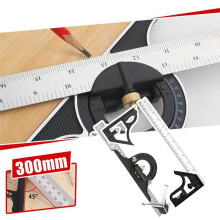 300Mm Stainless Steel Movable Combination Square Movable Square Carpenter 90 Degrees 45 Degrees Turn Square Square