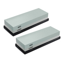 2X Whetstone, 2-IN-1 Sharpening Stone 400/1000 Grit Waterstones, Knife Sharpener Rubber Stone Holder Included