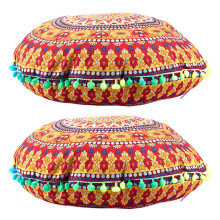 2X Indian Mandala Floor Pillows Coussins Ronds Coussins Bohémiens Cover Cover Case 13