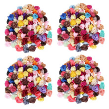 400PCS / Lot Fait Par la Main Satin Rose Ruban Rosettes En Tissu Appliques de Fleurs pour Decoration de Mariage Couture Artisanale Accessoires