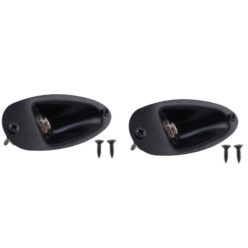 2X Black Boat Style 1/4Inch Guitar Pickup Output Input Jack Plug Socket for Fd Strat Guitar