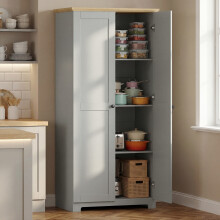 (Green) HOMCOM 172cm Wooden Storage Cabinet Cupboard With 4 Shelves