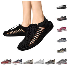 (BlackRed,43)New Beach Roman Sandals Shoes Unisex