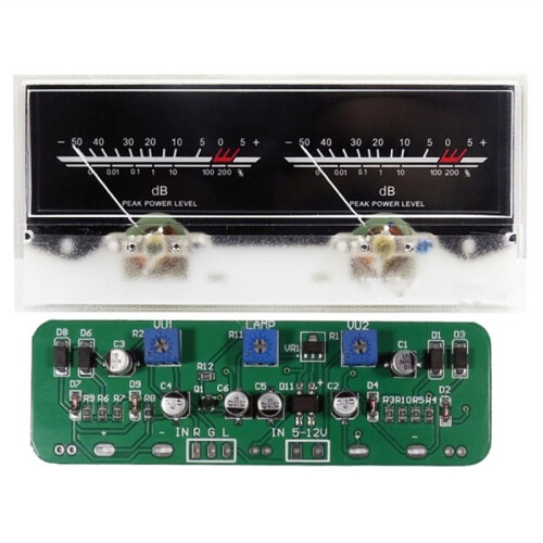 Double Pointer VU Meter Stereo Audio Amplifier Board,DB Sound Level Indicator Meter Adjustable Backlight with Driver 1