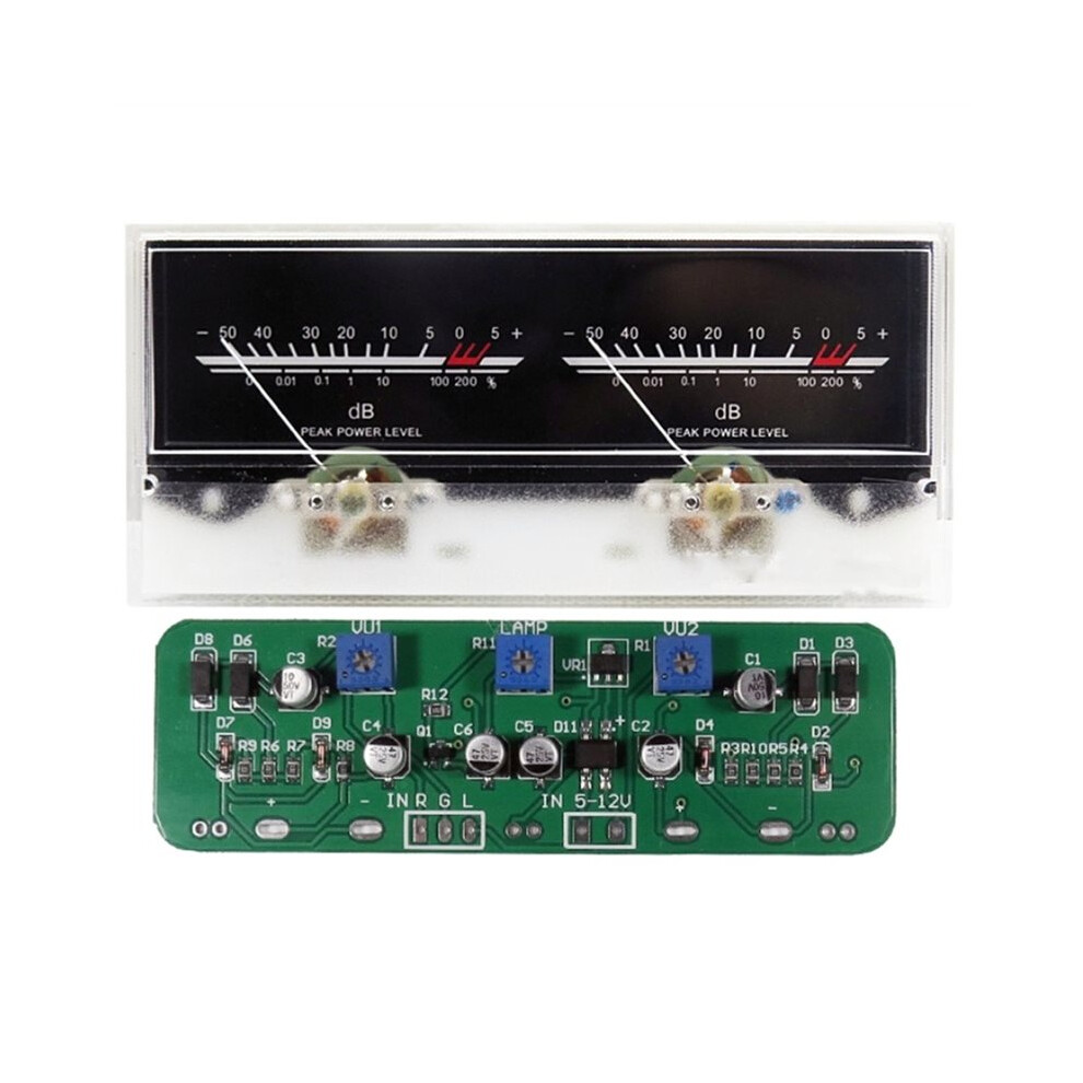 Double Pointer Vu Meter Stereo Audio Amplifier Board,Db Sound Level Indicator Meter Adjustable Backlight With Driver 4713630022132