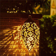 2X Solar Powered LED Moroccan Hanging Lantern Retro Moroccan Pattern Projection Lamp Outdoor Garden Fairy Light Kit