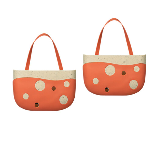 2Pcs Buckle Plastic Drain Rack Orange Storage Basket for Kitchen Use 2