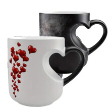 Hjärtformad Färgförändrande Magisk Keramikmugg, Termokrom Värmeavslöjande Kaffekopp för Mors Dag eller Alla Hjärtans Dag-Present