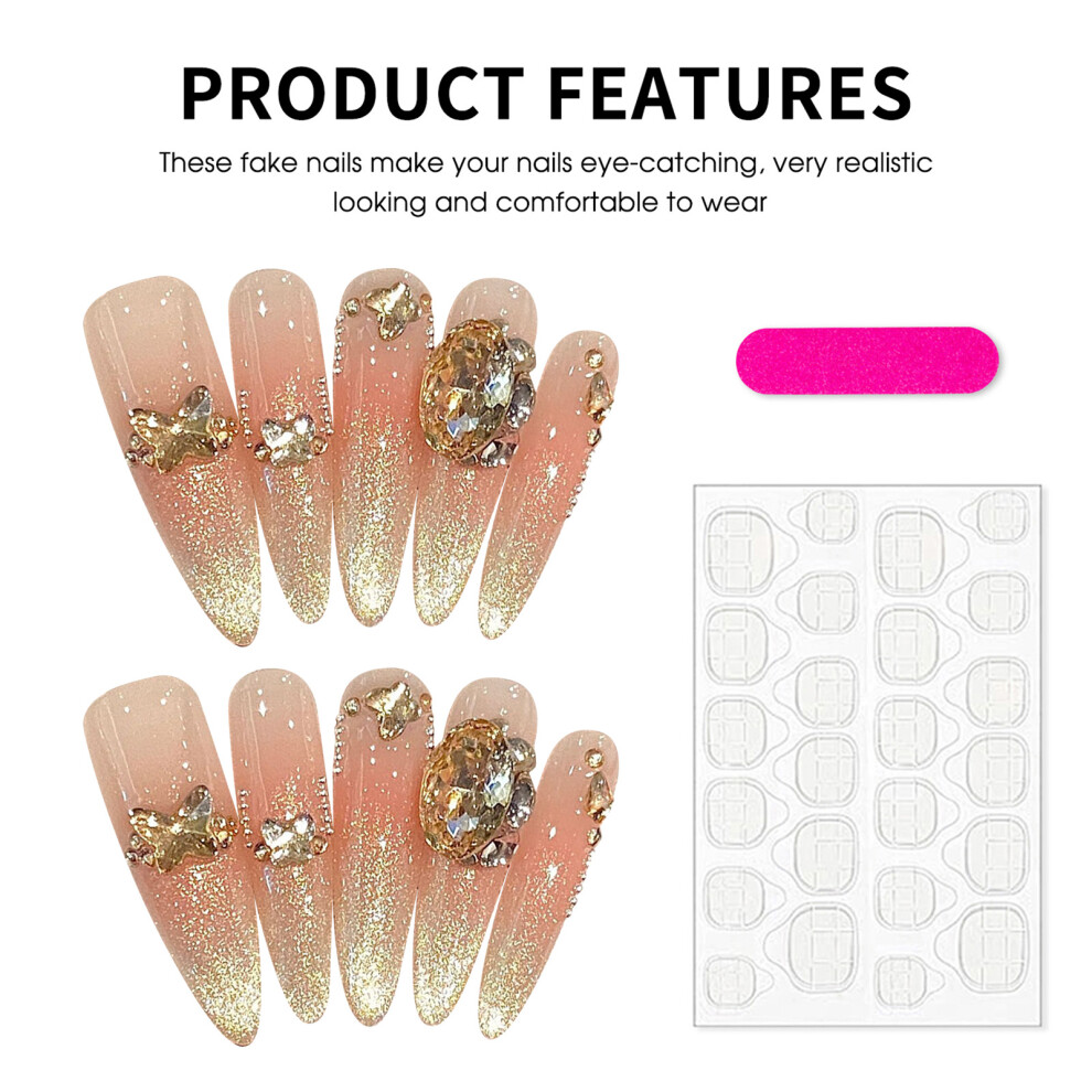 Roc-Electron (M) Glitter Pink Press-On Nails, Reusable, Salon Quality