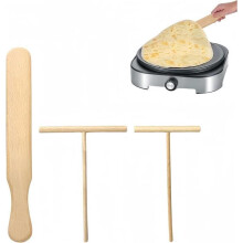 3-delige houten crêpestrooierset, crêpespatel, crêpebeslagstrooier voor houten pan, multifunctionele crêpeharkstrooigereedschap