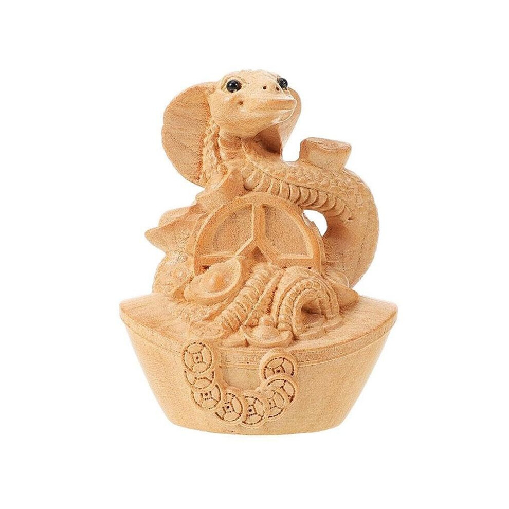 Chinese Snake Statue Hand Carved Wooden Feng Shui Decoration Statue Good Luck Wealth Animal Sculpture 4713683820822