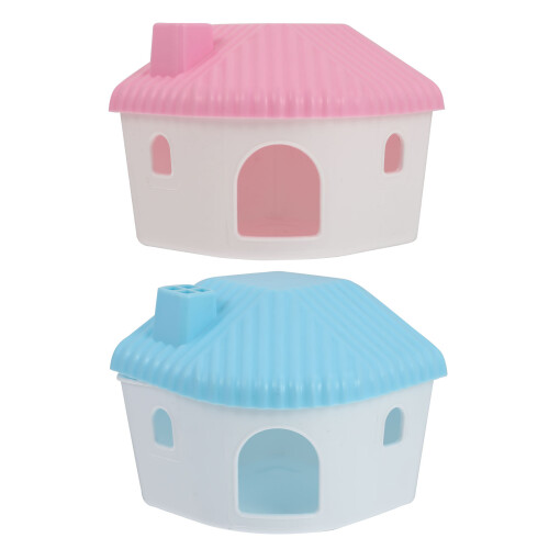 2Pcs Hamster House Plastic Hideout Toy Multi-Color Small Pet Hut 2